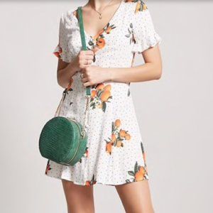 Forever 21 Polka-Dot Orange Button Up Dress